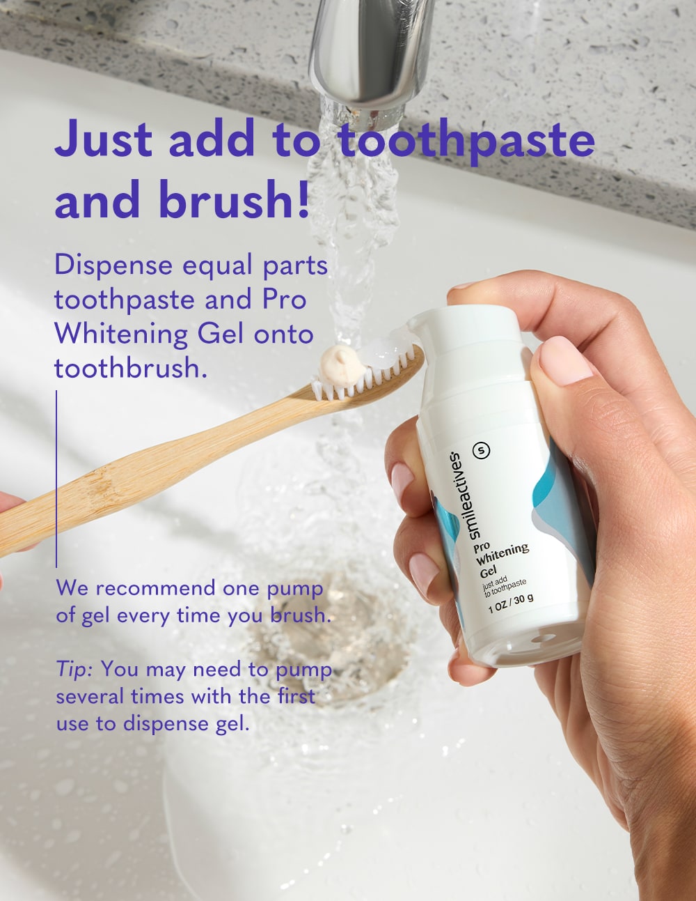 how to use teeth whitening gel add one pump to toothpaste and brush 