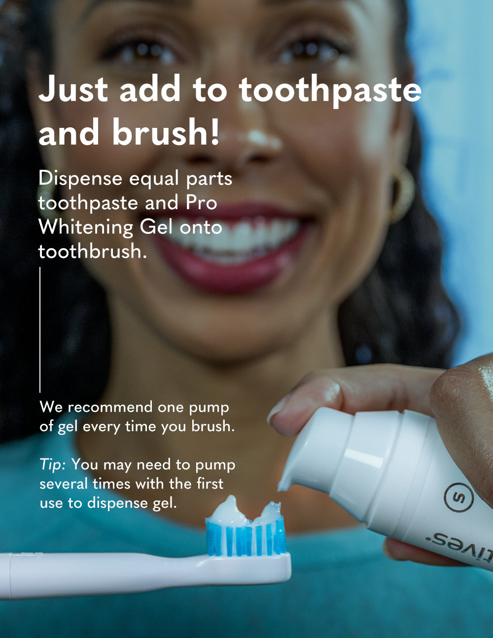 how to use teeth whitening gel dispense one pump onto toothpaste on toothbrush