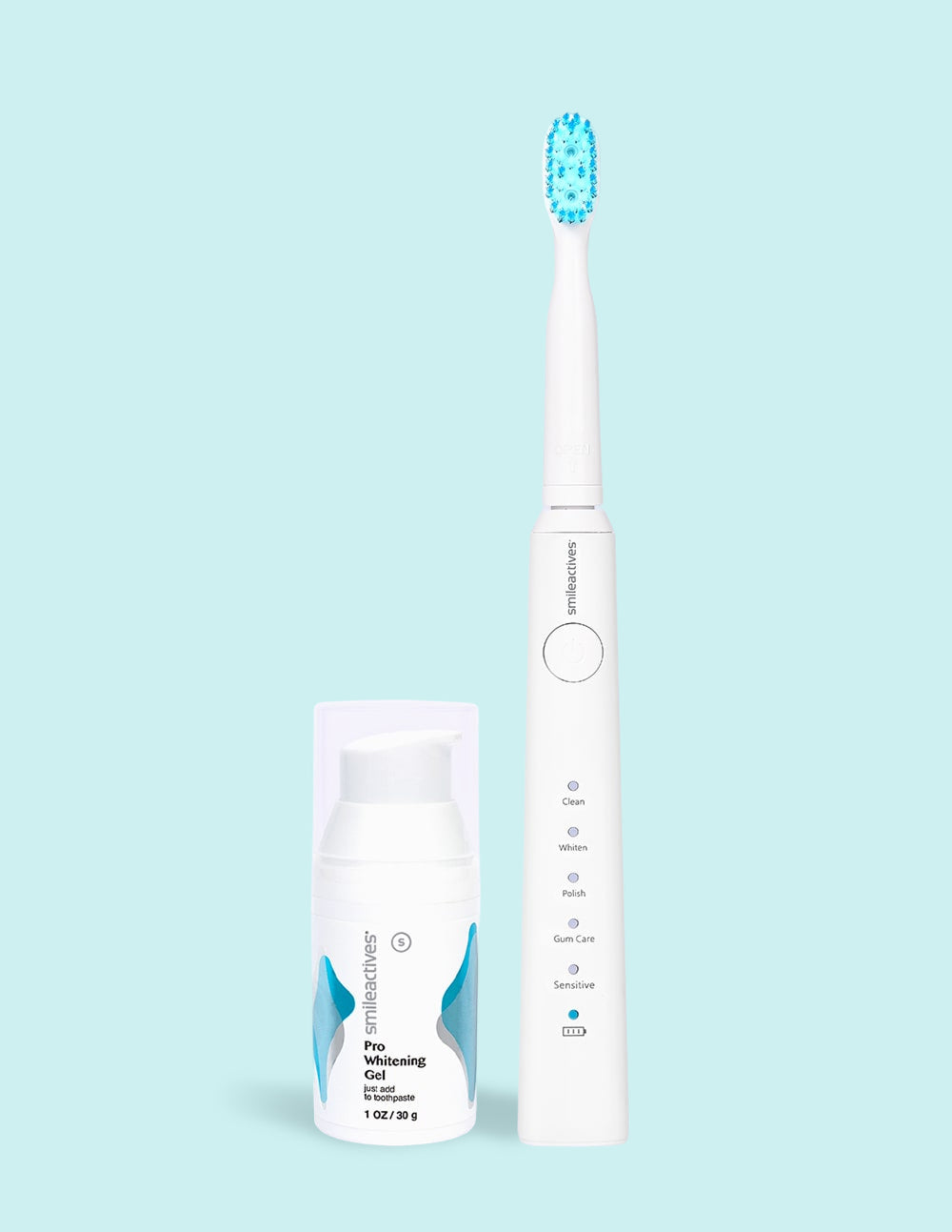 teeth whitening system with teeth whitening gel and toothbrush