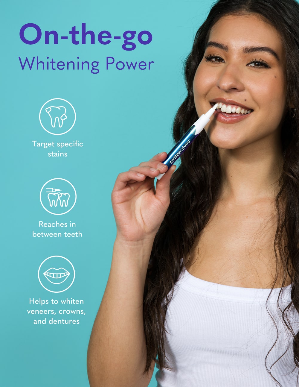 teeth Whitening Pen benefits targets teeth stains between teeth and whitens veneers crowns dentures